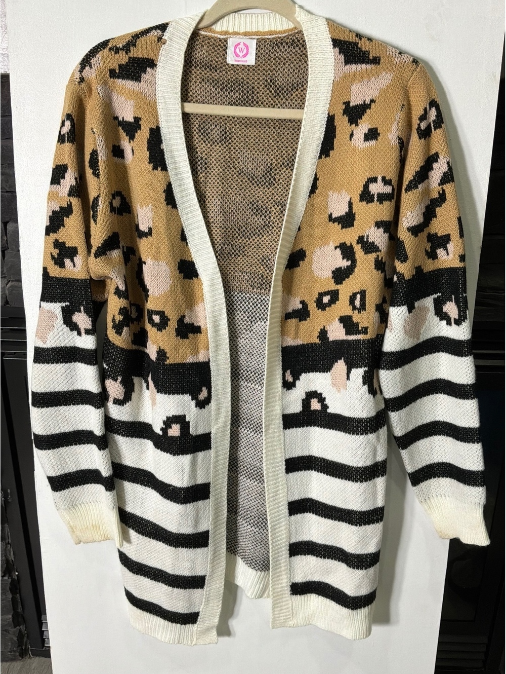 Leopard stripe open cardigan size small